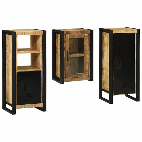 vidaXL Vannas istabas mēbeļu komplekts 3 pcs Brūna Cieta mango koksne