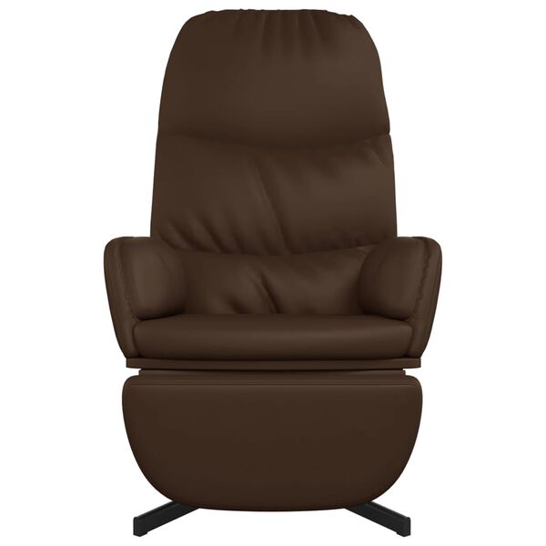 vidaXL atpūtas krēsls ar kāju balstu, brūna mākslīgā āda
