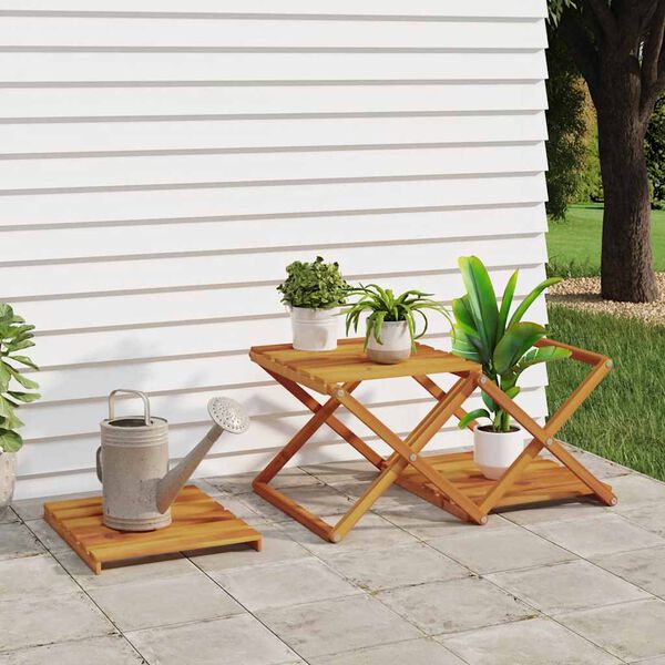 vidaXL saliekams plaukts ar 3 līmeņiem, 43x31x63cm, akācijas masīvkoks