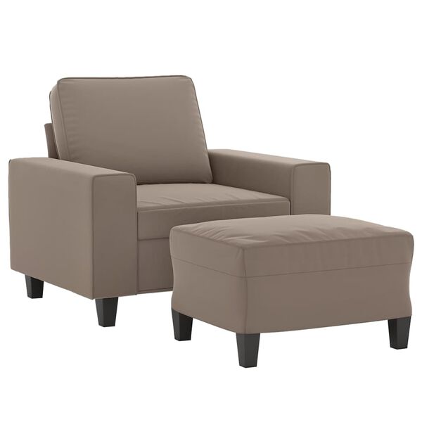 vidaXL krēsls ar kājsoliņu, 60 cm, pelēkbrūns mikro&scaron;ķiedras audums