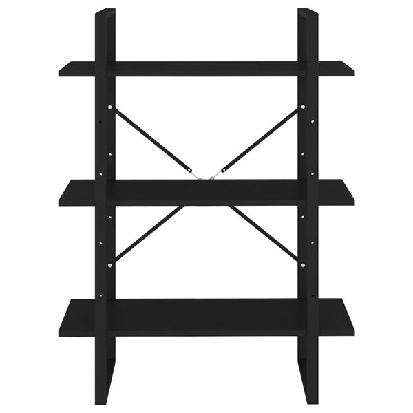 vidaXL grāmatu plaukts, melns, 80x30x105 cm, inženierijas koks