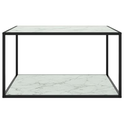 vidaXL kafijas galdiņš, 90x90x50 cm, melnbalts marmora raksts, stikls