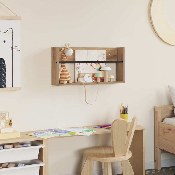 vidaXL Žurnālu statīvs ar plauktu Artisānā ozols 60 x 12 x 30 cm