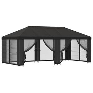 vidaXL Dārza paviljons ar sānu sienām 6 x 3 m Antracīta