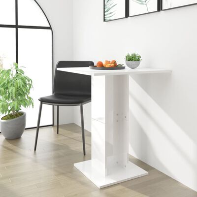 vidaXL bistro galds, spīdīgi balts, 60x60x75 cm, kokskaidu plāksne