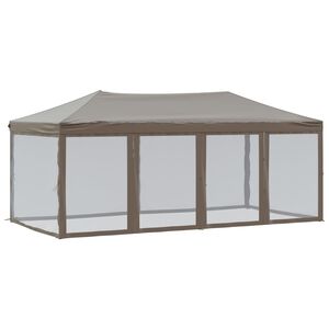 vidaXL saliekama nojume ar sienām, pelēkbrūna, 3x6 m