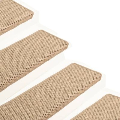 vidaXL kāpņu paklāji, 15 gab., pašlīmējoši, 65x21x4 cm, smilškrāsas