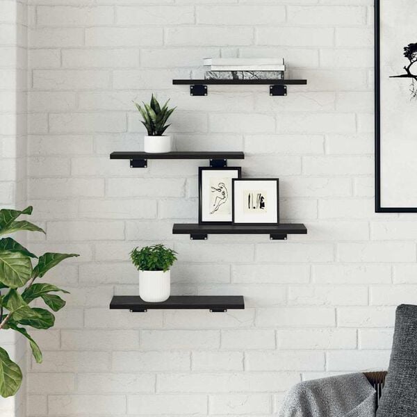 vidaXL Grāmatplaukta Paneļa 4 pcs Melns 40 x 20 x 1,5 cm