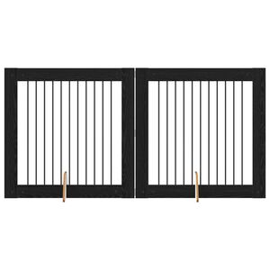 vidaXL Suņu vārti ar statīviem 2 pcs Melns ozols 100 x 100 cm
