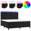 vidaXL atsperu gulta ar matraci, LED, melns samts, 180x200 cm