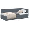 vidaXL Stūra gultas rāmis Tum&scaron;i pelēks 90 cm x 200 cm Samts