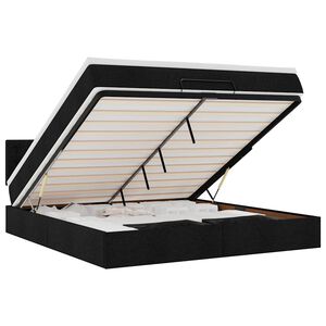 vidaXL Osmaņu gultas rāmis ar matrača melns 180x200 cm audums