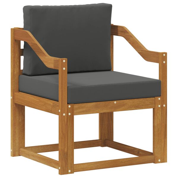 vidaXL Āra dīvāns Cieta akācijas koks un poliesters Dabiska