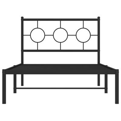 vidaXL gultas rāmis ar galvgali, melns metāls, 100x200 cm