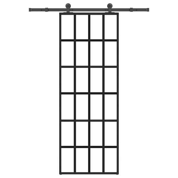 vidaXL bīdāmās durvis ar stiprinājumiem, stikls, alumīnijs, 76x205 cm