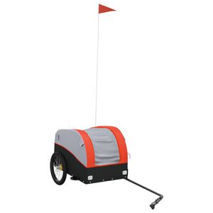 vidaXL velosipēda piekabe, 30 kg, melna un oranža, dzelzs