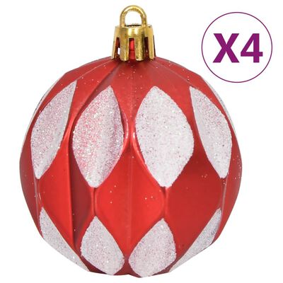 vidaXL Ziemassvētku eglīšu rotājumi, 64 gab., sarkani un balti