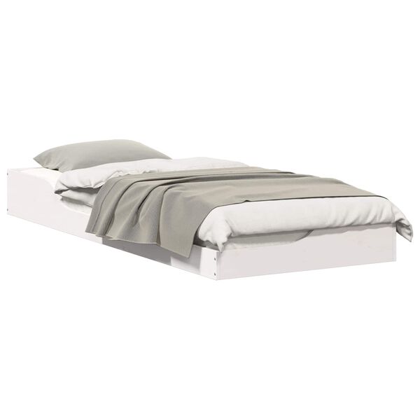 vidaXL Gultas rāmis Balts 80 x 220 cm Ciets priedes koks