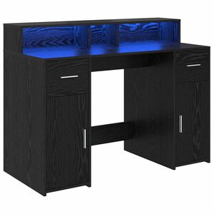 vidaXL Galds ar durvīm Melns ozols 120 x 55 x 91 cm Inženierijas koks