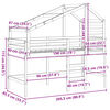 vidaXL augstā gulta ar jumtu, 80x200 cm, priedes masīvkoks