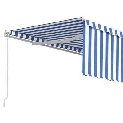 vidaXL izvelkama markīze ar žalūziju, 4,5x3 m, manuāla, zili balta