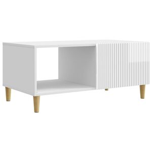 vidaXL Kafijas galdiņ&scaron; Spīdīgi balts 90 x 50 x 40 cm Inženierijas koks