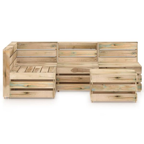 vidaXL 5-daļīgs dārza atpūtas mēbeļu komplekts, impregnēta priede