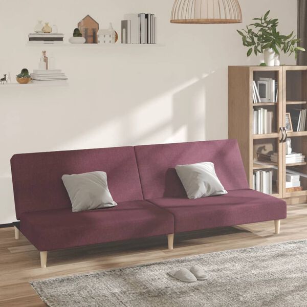 vidaXL 2-vietīga dīvāngulta, violets audums