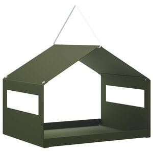 vidaXL Iekaramā putnu barotava Tērauds Olīvu zaļ&scaron; 30 x 23 x 23 cm