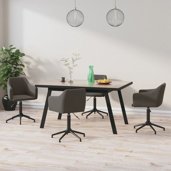 vidaXL grozāmi virtuves krēsli, 4 gab., tum&scaron;i pelēks samts