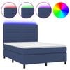vidaXL atsperu gulta ar matraci, LED, zils audums, 140x190 cm