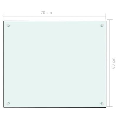 vidaXL virtuves sienas panelis, 70x60 cm, rūdīts stikls, balts