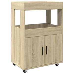 vidaXL bāra ratiņi, ozolkoka krāsa, 60x39,5x89 cm, inženierijas koks