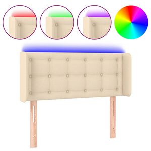 vidaXL gultas galvgalis ar LED, 83x16x78/88 cm, krēmkrāsas audums