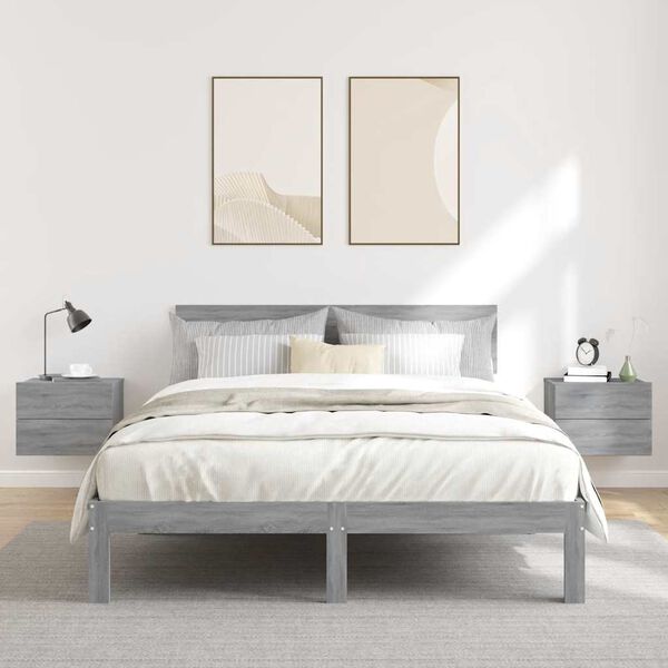 vidaXL naktsskapī&scaron;i, 2 gab., pelēki, 40x30x30 cm, inženierijas koks