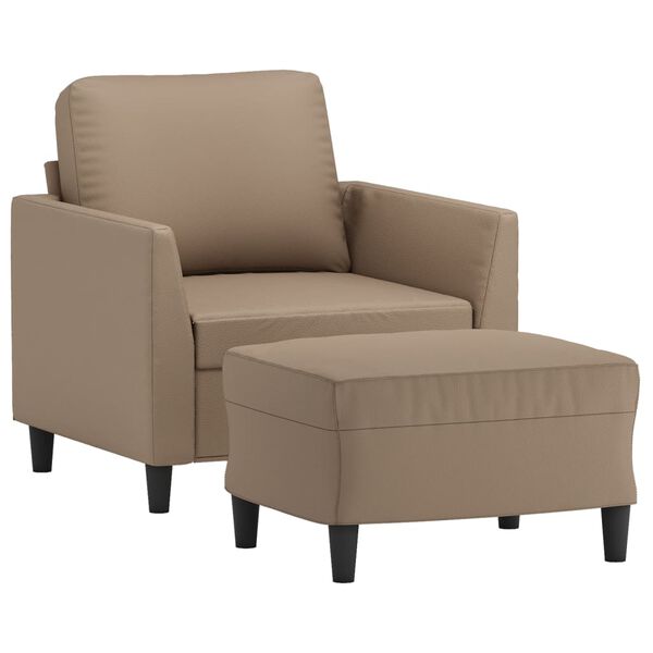 vidaXL atpūtas krēsls ar kājsoliņu, 60cm, kapučīno krāsas mākslīgā āda