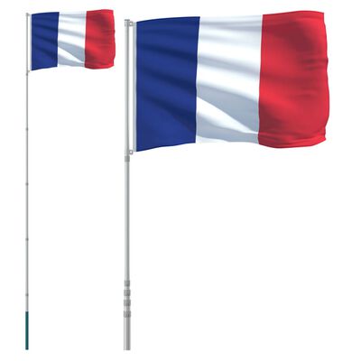 vidaXL Francijas karogs un masts, 5,55 m, alumīnijs