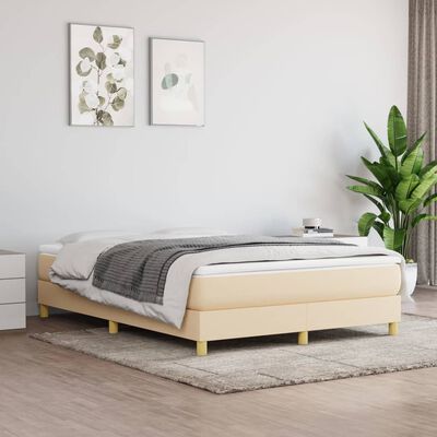 vidaXL gultas rāmis, krēmkrāsas, 140x190 cm, audums