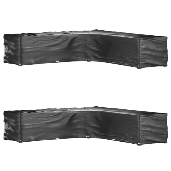 vidaXL dārza mēbeļu pārklāji, L-forma, 2gb., 20 gredzeni, 300x300x70cm