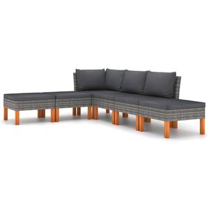vidaXL 6-daļīgs dārza atpūtas mēbeļu komplekts, pelēka PE rotangpalma