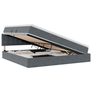 vidaXL Gulta ar uzglabā&scaron;anas vietu un LED Tum&scaron;i pelēks 200 x 200 cm