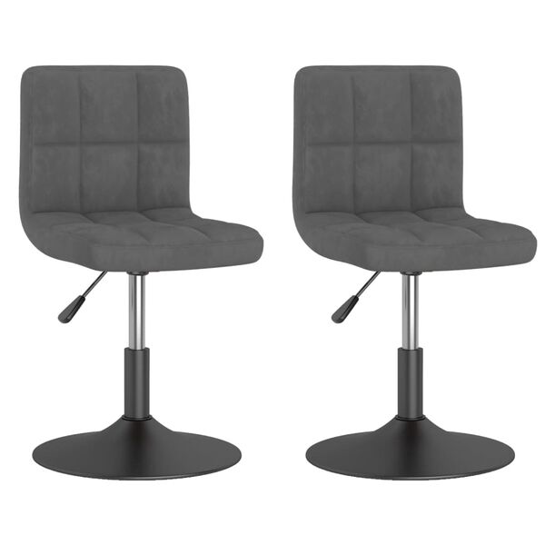 vidaXL grozāmi virtuves krēsli, 2 gab., tum&scaron;i pelēks samts