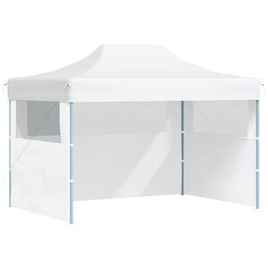 vidaXL saliekama nojume ar 3 sienām, balta, 280x410x315 cm, tērauds