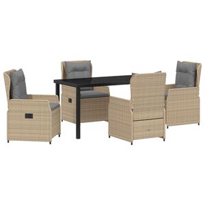 vidaXL Dārza ēdamgalds 5 pcs Bē&scaron;a un gai&scaron;i pelēka poliratāns