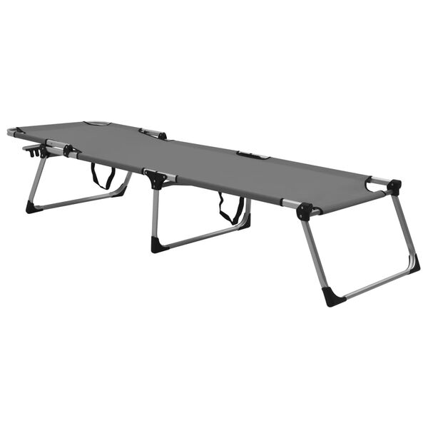 vidaXL saliekama sauļo&scaron;anās gulta senioriem, pelēks alumīnijs