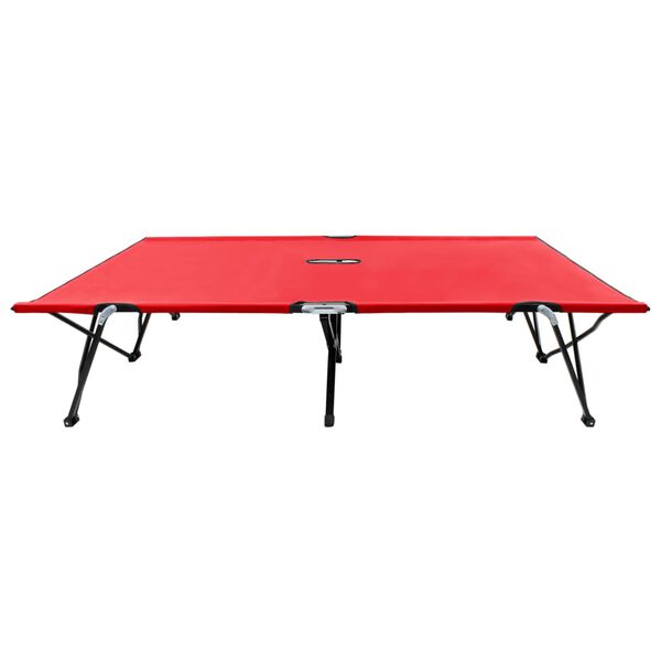 vidaXL saliekams sauļošanās zvilnis, divvietīgs, tērauds, sarkans