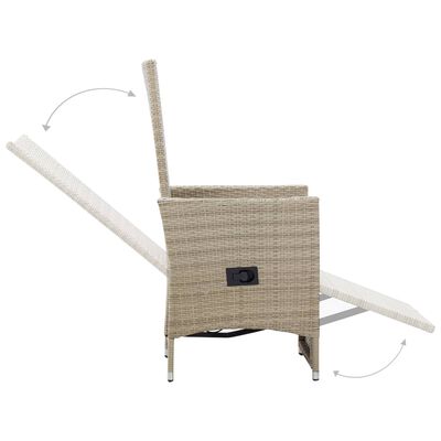 vidaXL atgāžami dārza krēsli, 2 gab., matrači, bēša PE rotangpalma