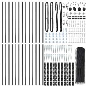 vidaXL Se&scaron;stūra žogs ar stabu 50 x 0,5 m PVC pārklāts tērauds Pelēka