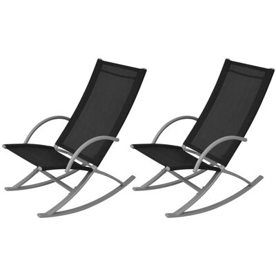 vidaXL dārza šūpuļkrēsli, 2 gab., tērauds un tekstilēns, melni
