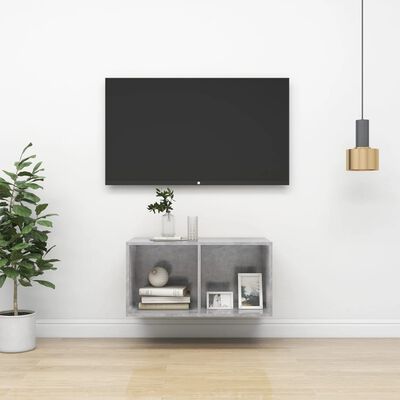 vidaXL sienas TV skapītis, betonpelēks, 37x37x72 cm, skaidu plāksne
